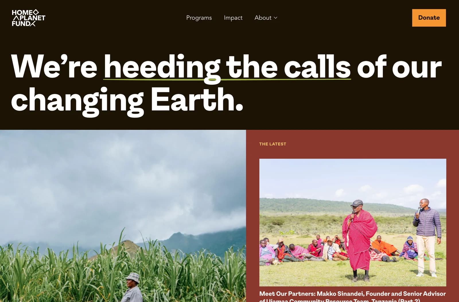 Home Planet Fund website preview