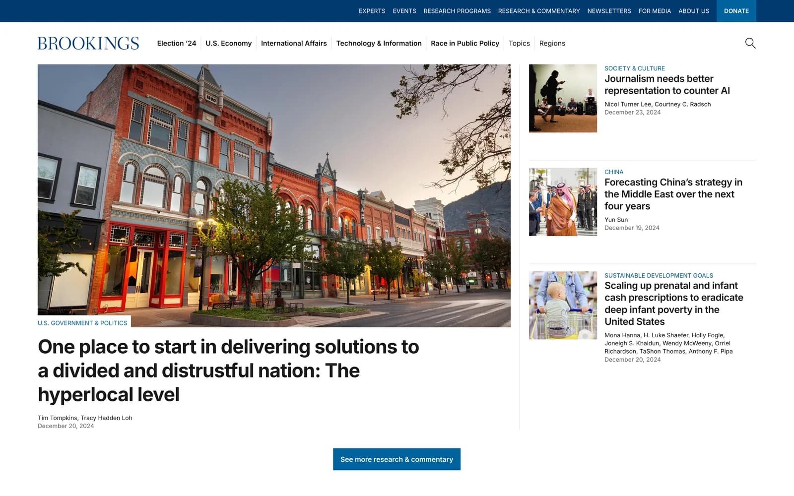 The Brookings Institute website preview